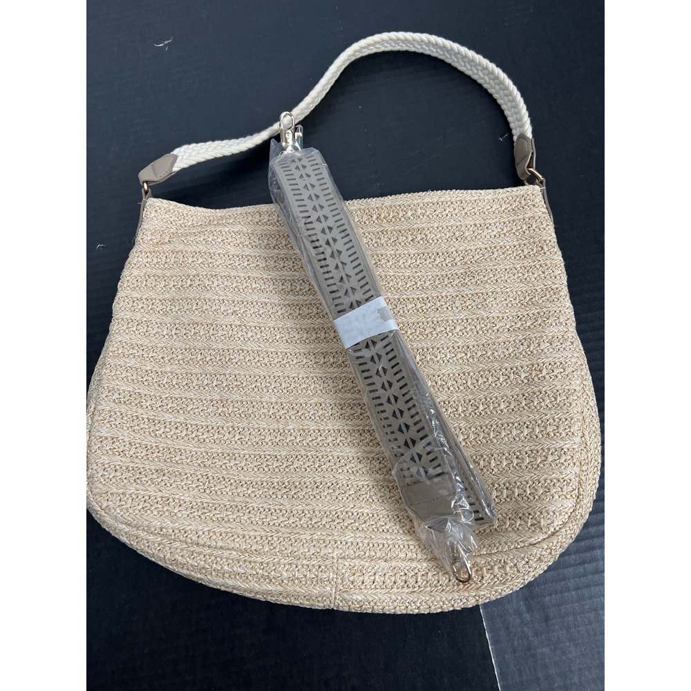 Stella And Dot Ellie Hobo Bag Retired Metallic/Straw Crossbody 2 Way Strap NEW - Picture 9 of 9